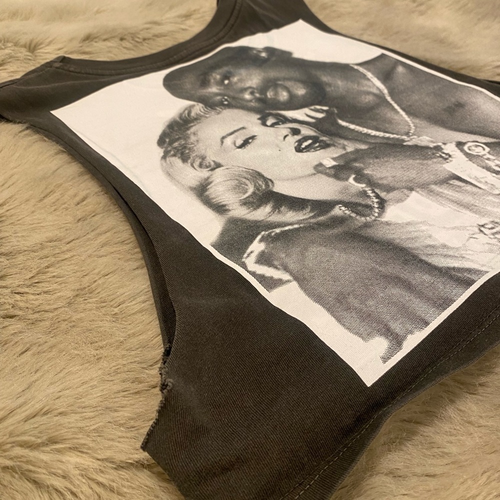Tupac and Marilyn Monroe cropped Tank top. Acid wash treated shirt 💕